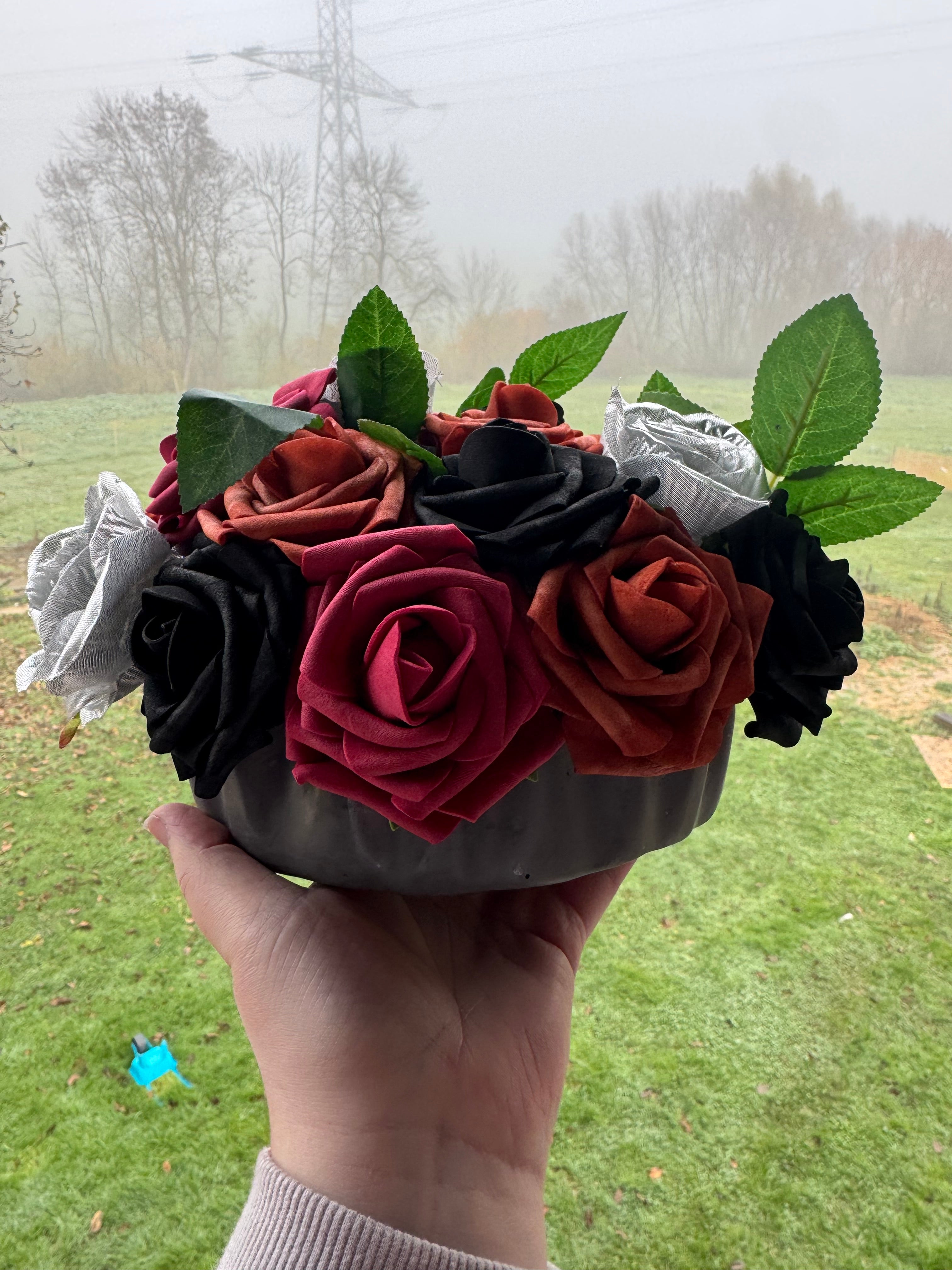 Gerbe jesmonite et fleurs artificielles